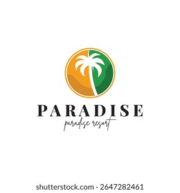 beach resort palm tree logo icon vector illustration template design