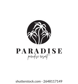 beach resort palm tree logo icon vector illustration template design