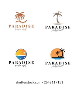 beach resort palm tree logo icon vector illustration template design