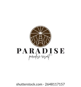 beach resort palm tree logo icon vector illustration template design