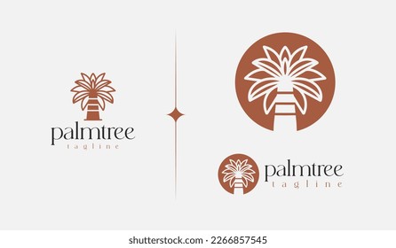 Beach Resort Palm Tree monoline. Universal creative premium symbol. Vector sign icon logo template. Vector illustration