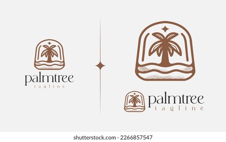 Beach Resort Palm Tree monoline. Universal creative premium symbol. Vector sign icon logo template. Vector illustration
