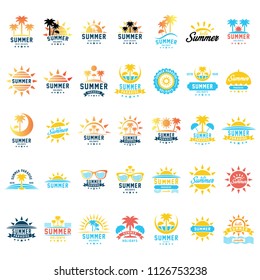 Beach resort and summer theme logo design template. Logo Set