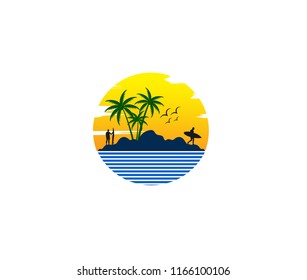 Beach Resort And Summer Theme Logo Design Template