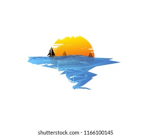 Beach resort and summer theme logo design template