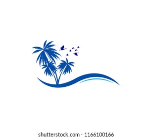Beach resort and summer theme logo design template