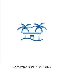 Beach resort and summer theme logo design template
