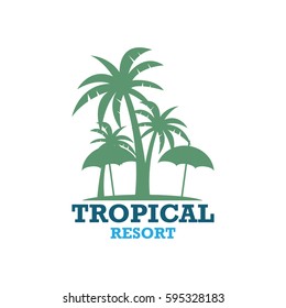Beach resort and summer theme logo design template