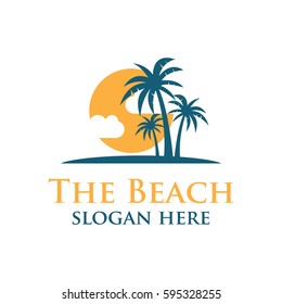 Beach resort and summer theme logo design template