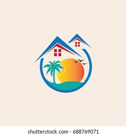 beach resort symbol logo