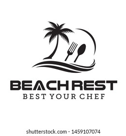 beach rest logo vector inspiration