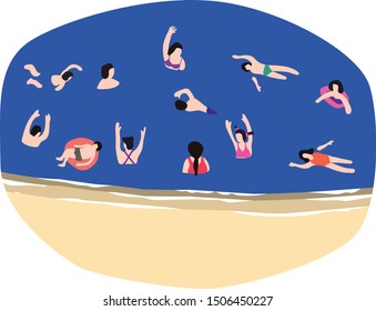 a beach rest.
a beach scene.
beach swimmers.