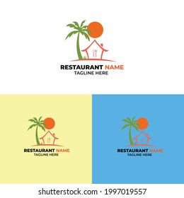Beach restaurants creative logo design.