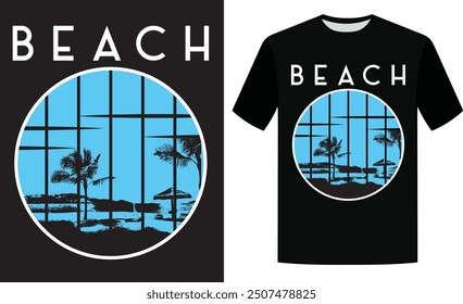 Beach retro silhouette t shirt design