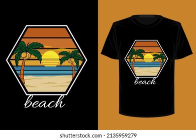 Beach retro vintage t shirt design