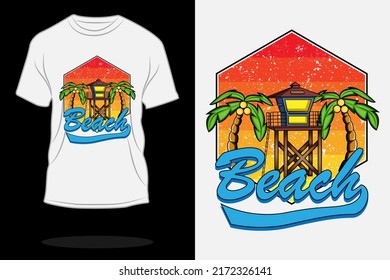 Beach retro vintage t shirt design