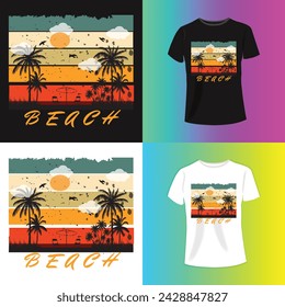 Beach retro vintage t shirt design