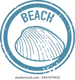 Beach Round Stamp Vector Illustration