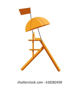 Beach safety guard tower sign isolated on white