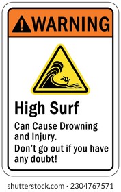 Beach safety warning sign and labels