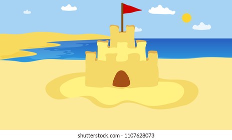 Beach, sand castle