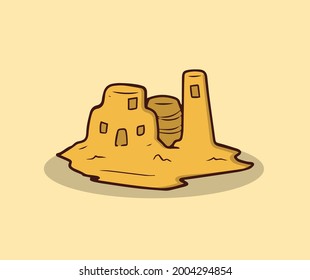 Beach sand castle made by children playing