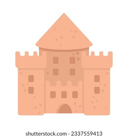 Beach sand castle with towers and windows cartoon vector illustration