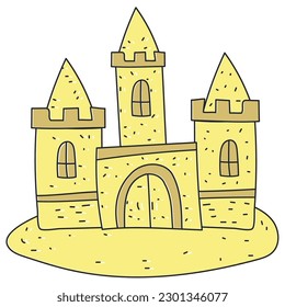ilustración del vector del castillo de arena de playa