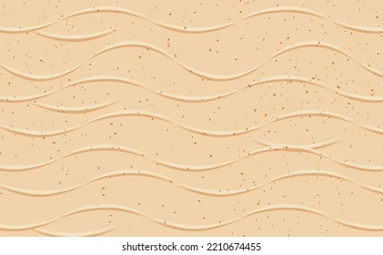 Ilustración de arena. Textura de arena con olas. La textura de arena dorada se extiende, fondo. Vista superior. La textura del desierto natural. Vector.