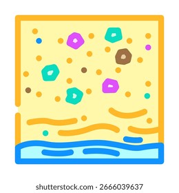 praia areia microplásticos cor ícone vetor. praia areia microplásticos sinal. ilustração símbolo isolado