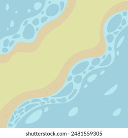 Beach Sand And Sea Two Side Water Waves Ocean Abstract Wallpaper Poster Vector Design