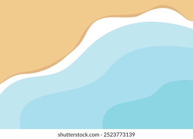 Beach sand and sea waves abstract background. Cartoon style vector illustration.