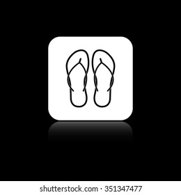 Beach sandals - black vector icon on the white button