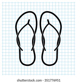 Beach sandals - black vector icon