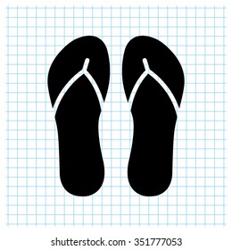 Beach sandals - black vector icon