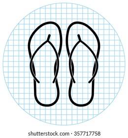 Beach sandals  - black vector icon