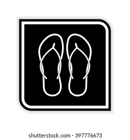 Beach sandals  - black vector icon