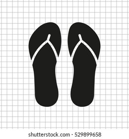 Beach sandals  - black vector icon