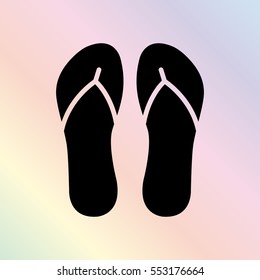 Beach sandals  - black vector icon