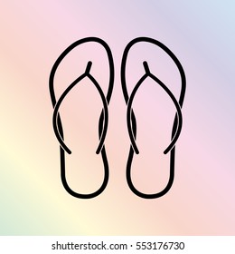 Beach sandals  - black vector icon