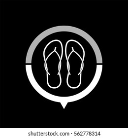 Beach sandals  - black vector icon