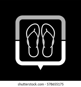 Beach sandals  - black vector icon