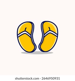 Beach sandals cute retro cartoon vector hand drawn