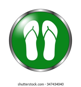 Beach sandals - green vector icon
