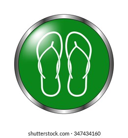 Beach sandals - green vector icon