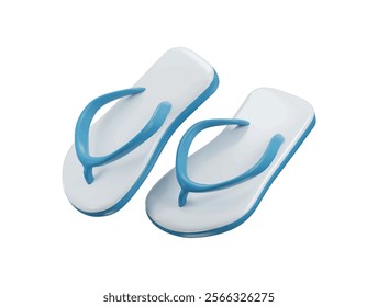 Beach sandals icon 3d render vector illustration