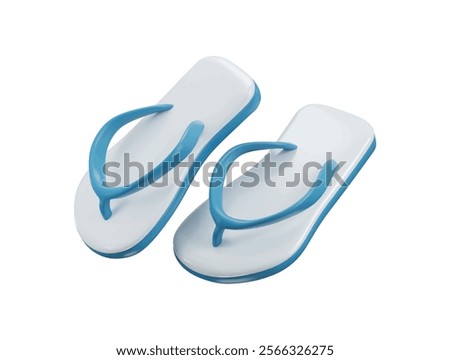 Beach sandals icon 3d render vector illustration