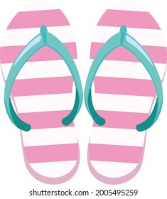 Beach sandals （stripes）, Japanese summer traditional icon illustration [vector image]