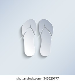 Beach sandals - paper vector icon