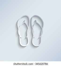 Beach sandals - paper vector icon